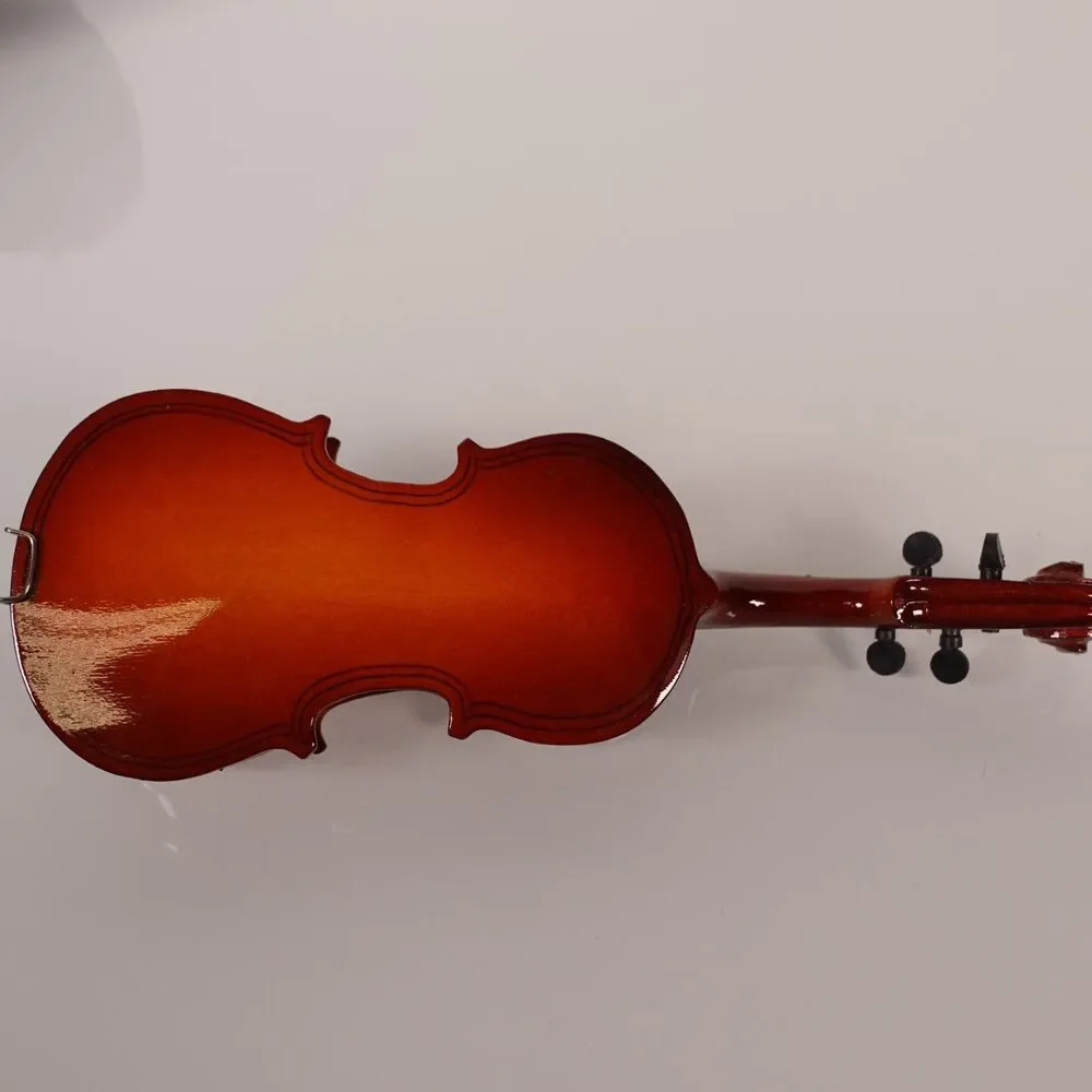 Vintage Wooden Miniature Cello Violin Musical Instrument with Case and Bow 6”